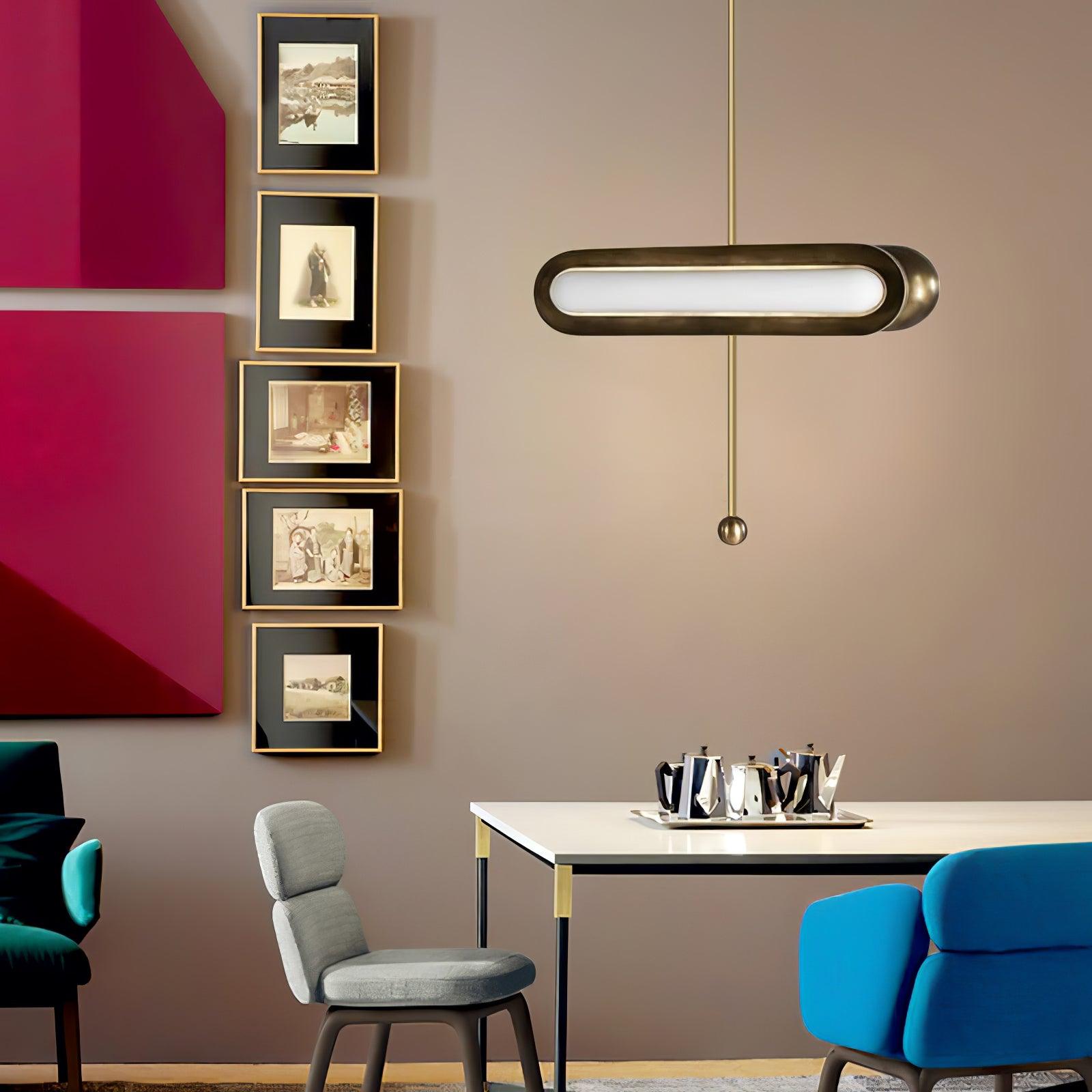 Lyvinaris Geometric Brass Linear Pendant Light - Blowlighting