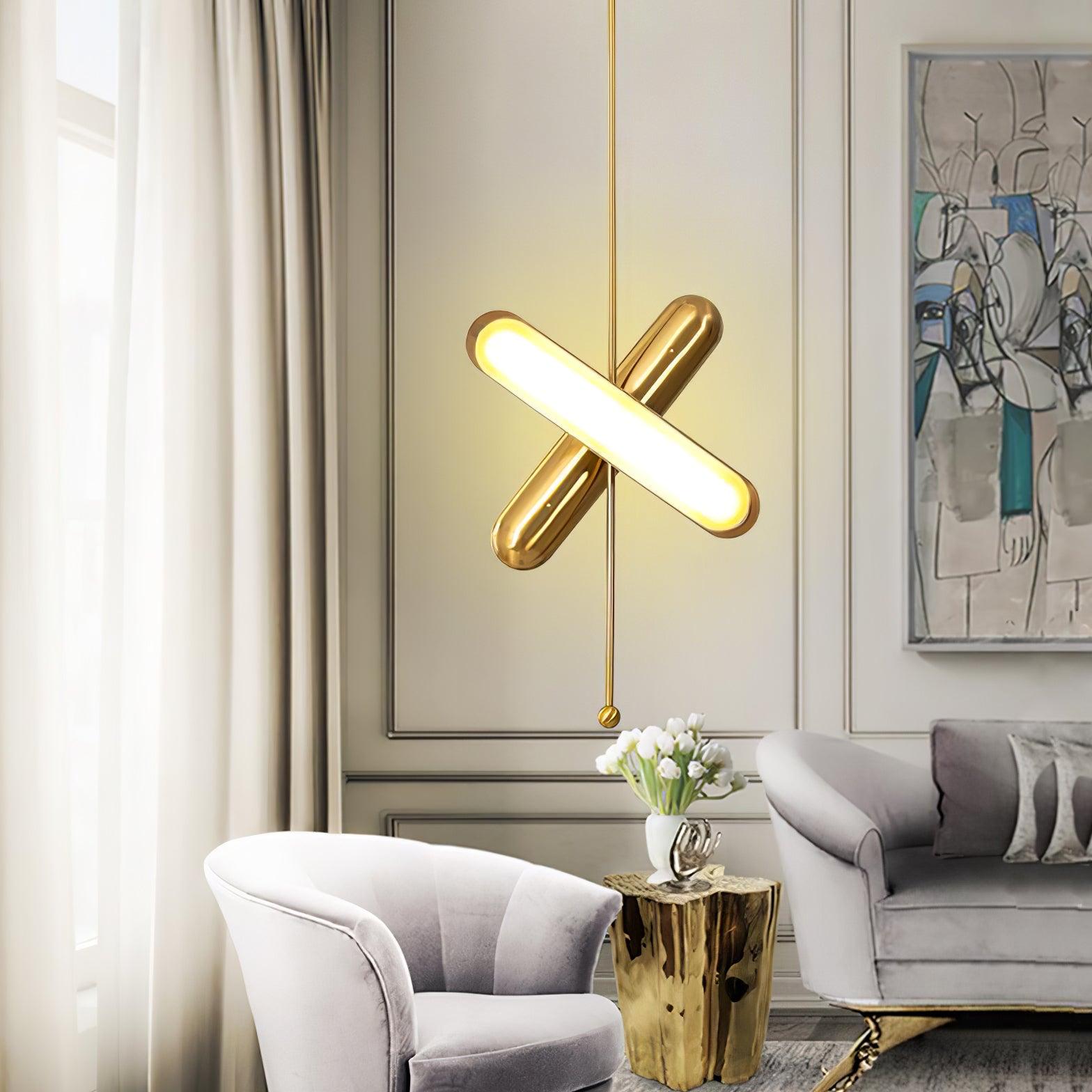 Lyvinaris Geometric Brass Linear Pendant Light - Blowlighting