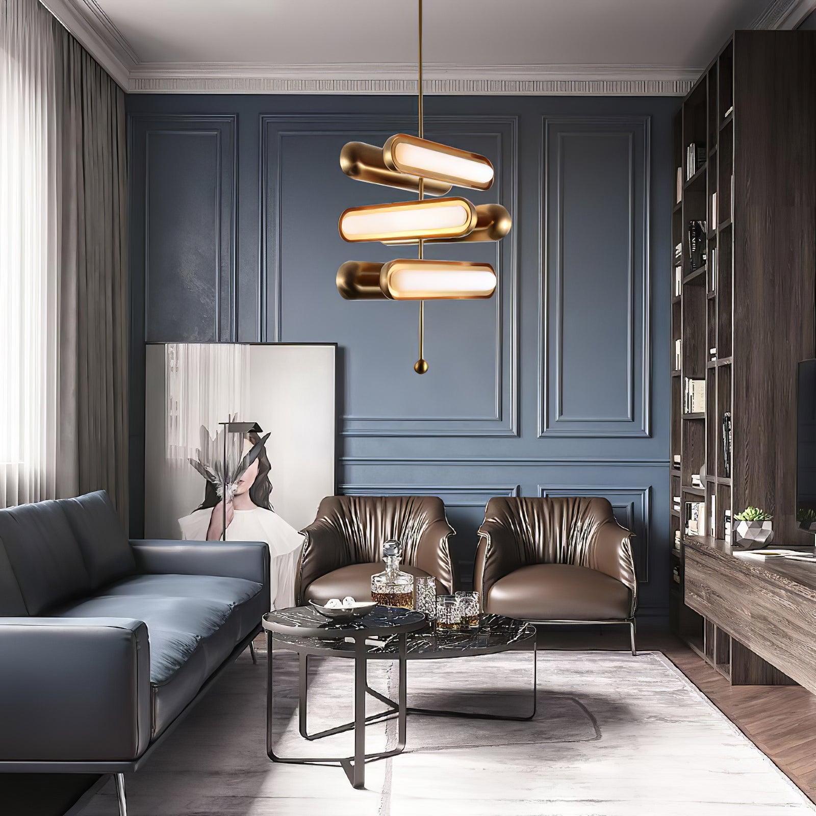 Lyvinaris Geometric Brass Linear Pendant Light - Blowlighting