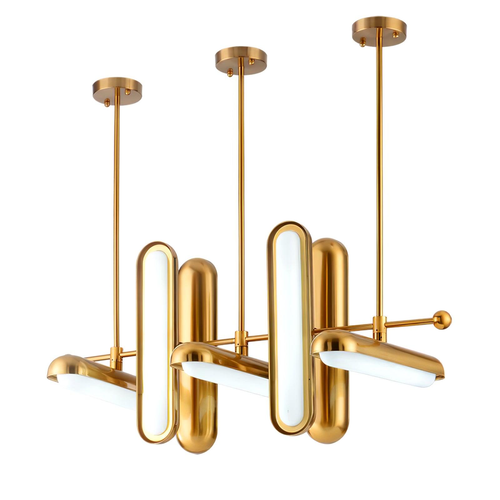 Lyvinaris Geometric Brass Linear Pendant Light - Blowlighting