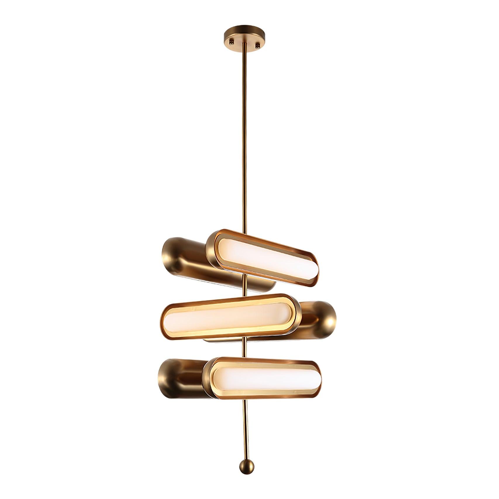 Lyvinaris Geometric Brass Linear Pendant Light - Blowlighting