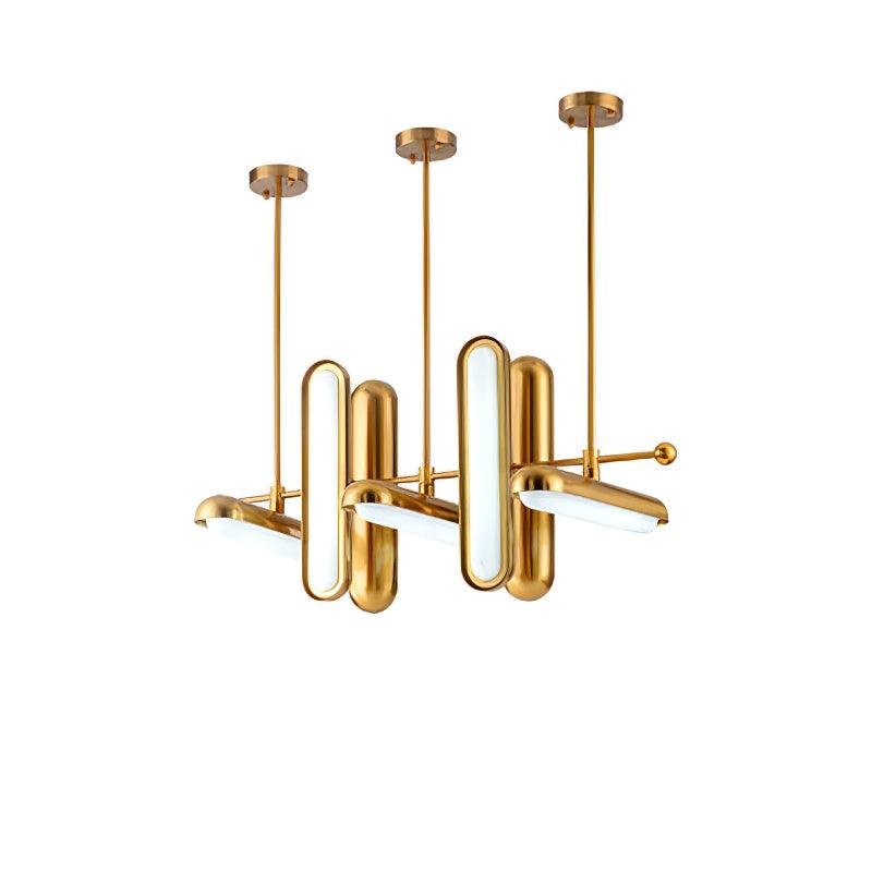 Lyvinaris Geometric Brass Linear Pendant Light - Blowlighting