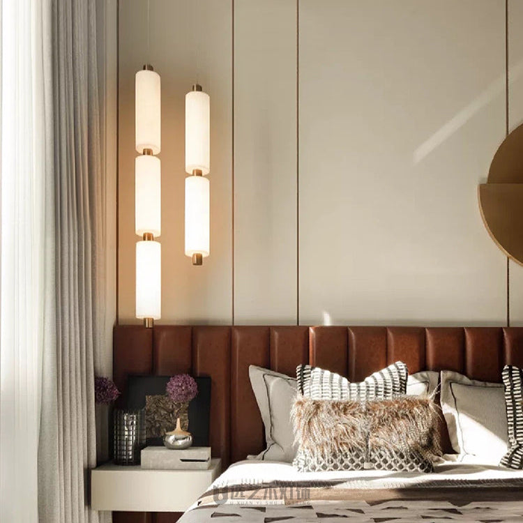 Zovarion Modern Minimalist Cluster Alabaster Pendant Light - Lamp Copper