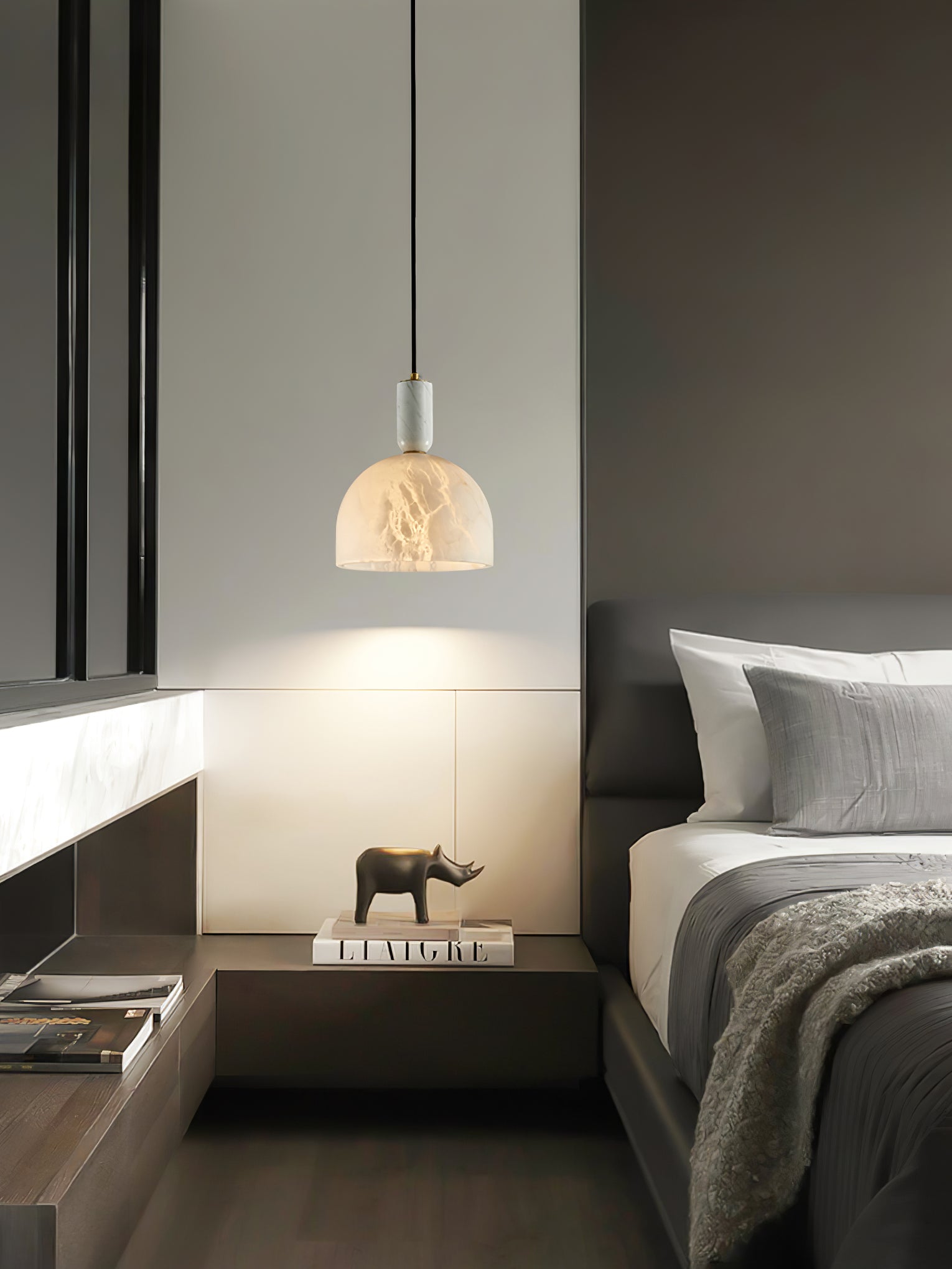 Ulcaris Modern Minimalist Alabaster Pendnat Light - Lamp Copper