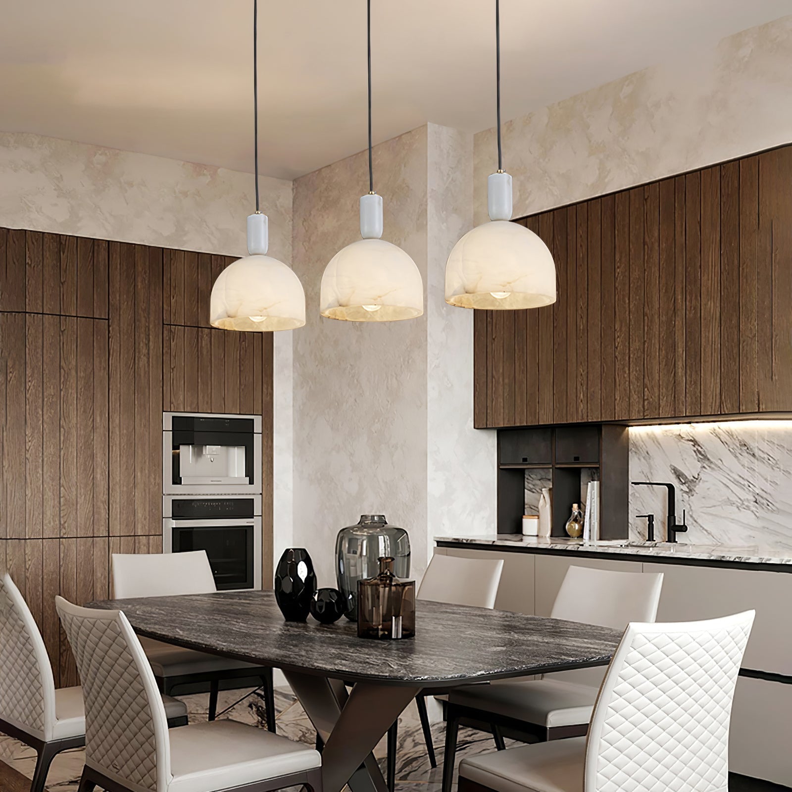 Ulcaris Modern Minimalist Alabaster Pendnat Light - Lamp Copper