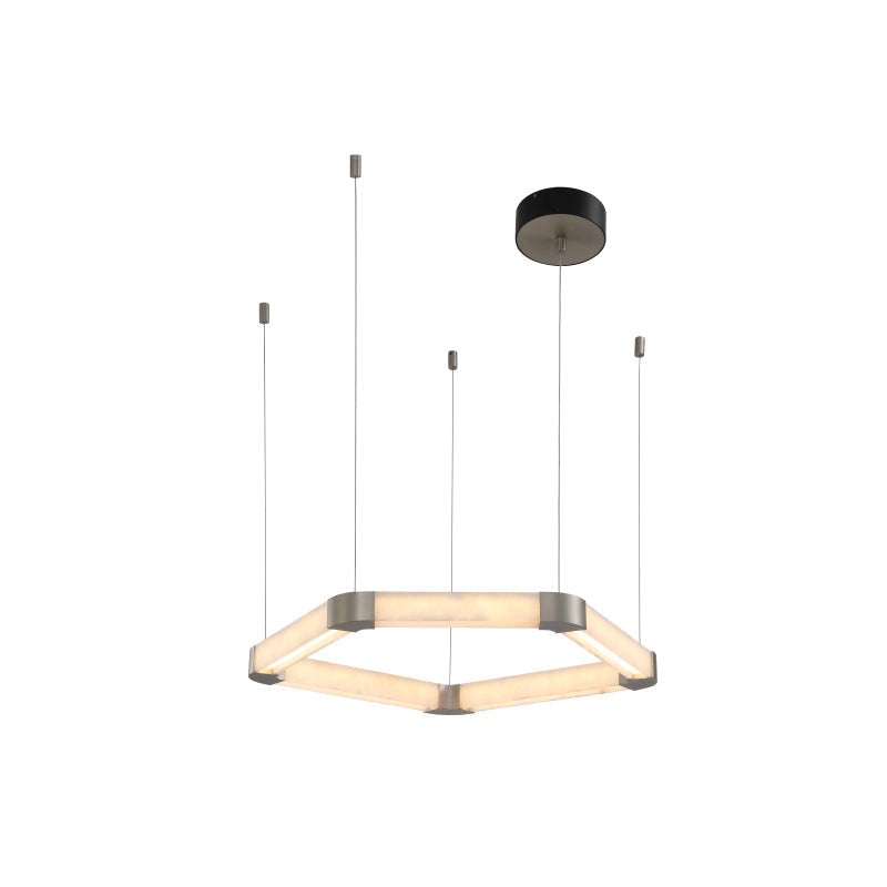 Celaeisra Unique Single Ring Alabaster Chandelier - Lamp Copper