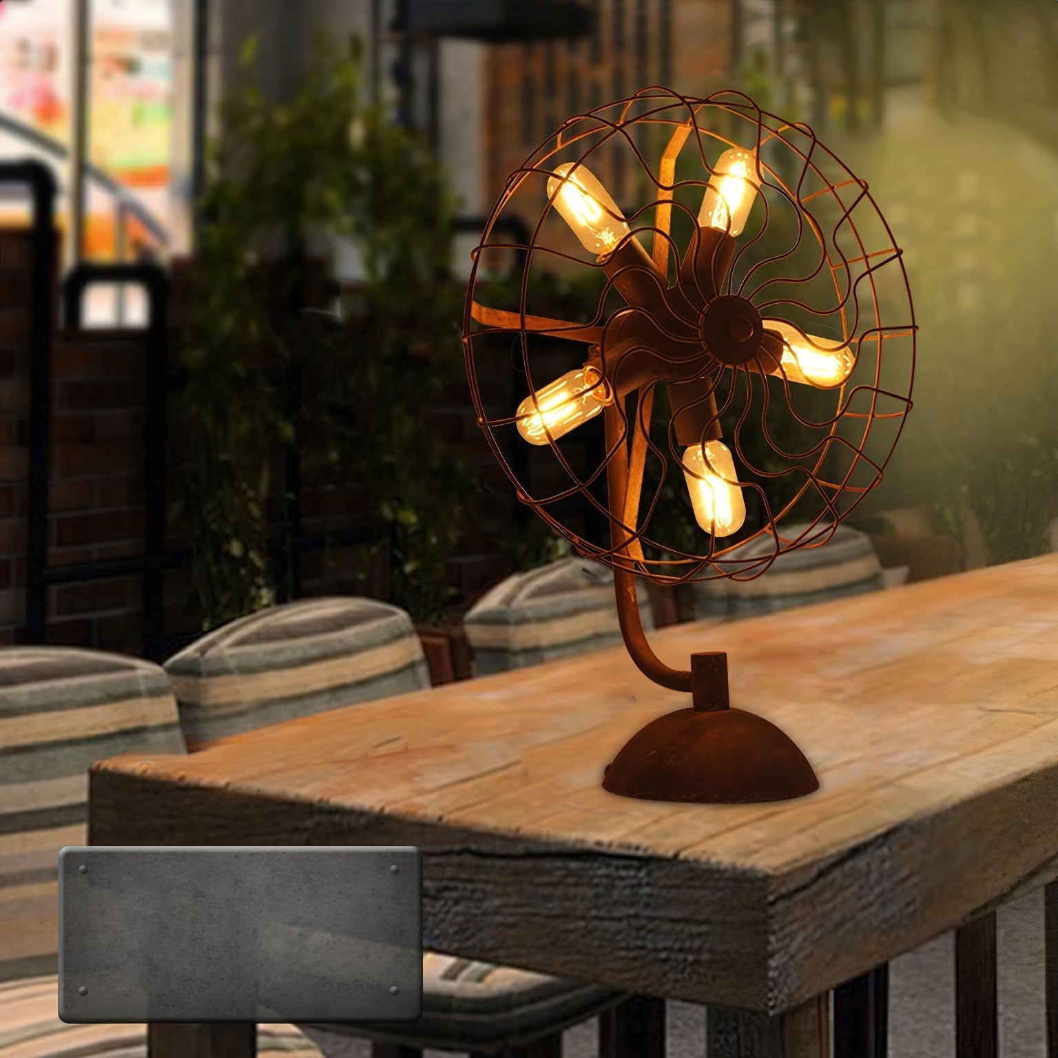 Old Style Fan Table Lamp - Lamp Copper