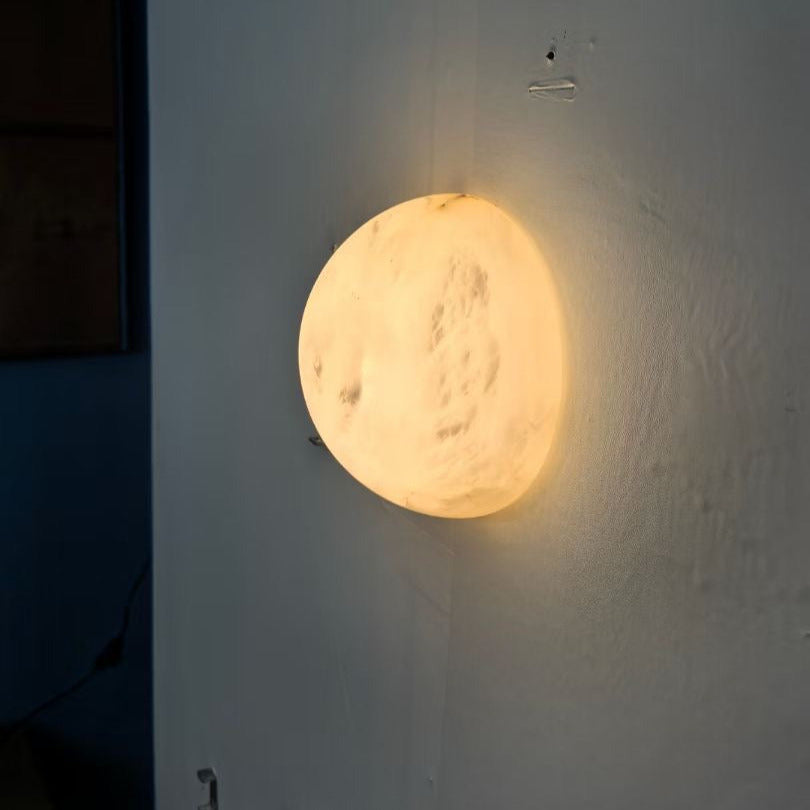 Kristy Lampada da Parete Minimalista Rotonda in Alabastro