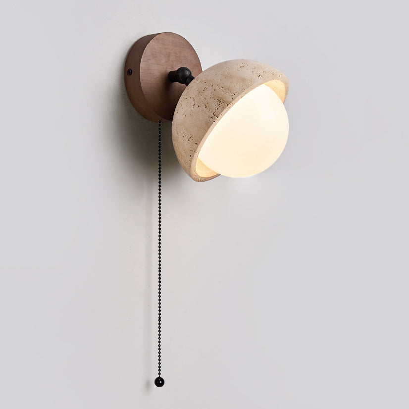 Myrinir Modern Minimalist Wood Travertine Wall Lamp - Lamp Copper