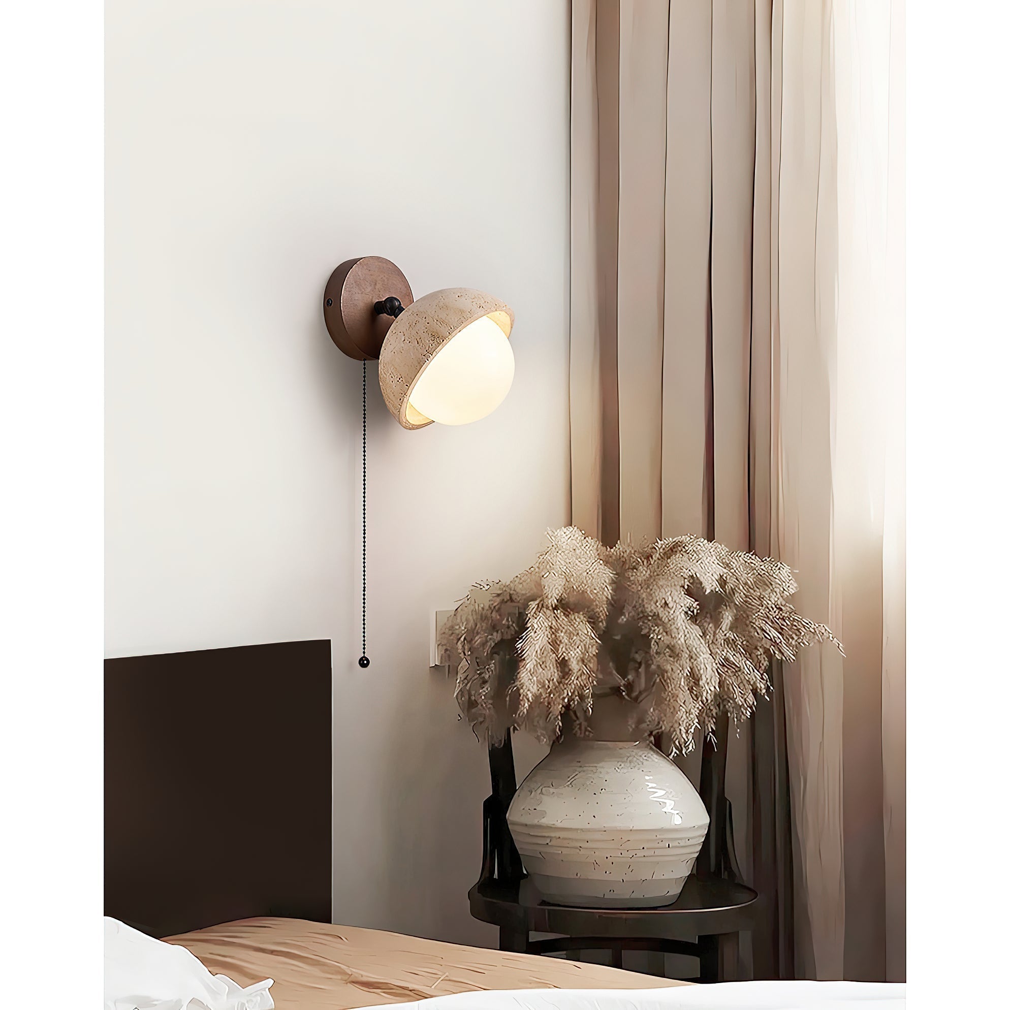 Myrinir Modern Minimalist Wood Travertine Wall Lamp - Lamp Copper