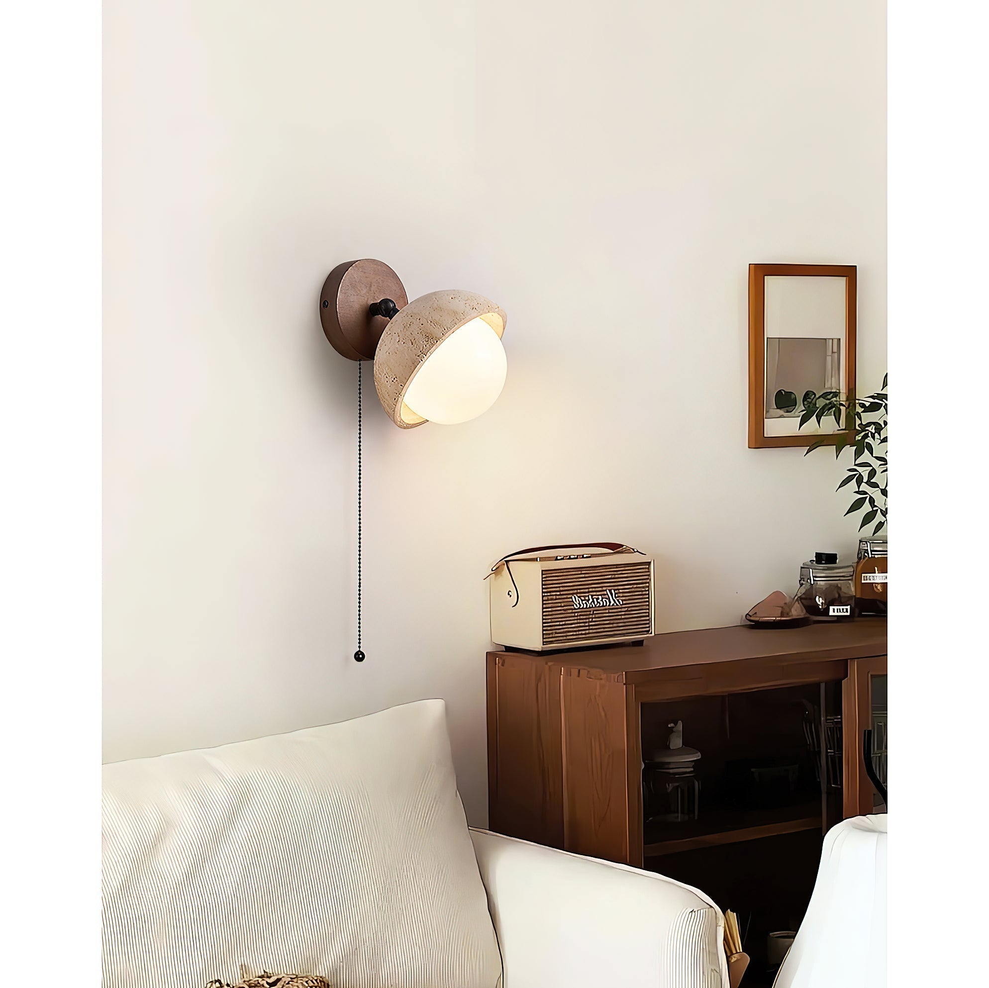 Myrinir Modern Minimalist Wood Travertine Wall Lamp - Lamp Copper