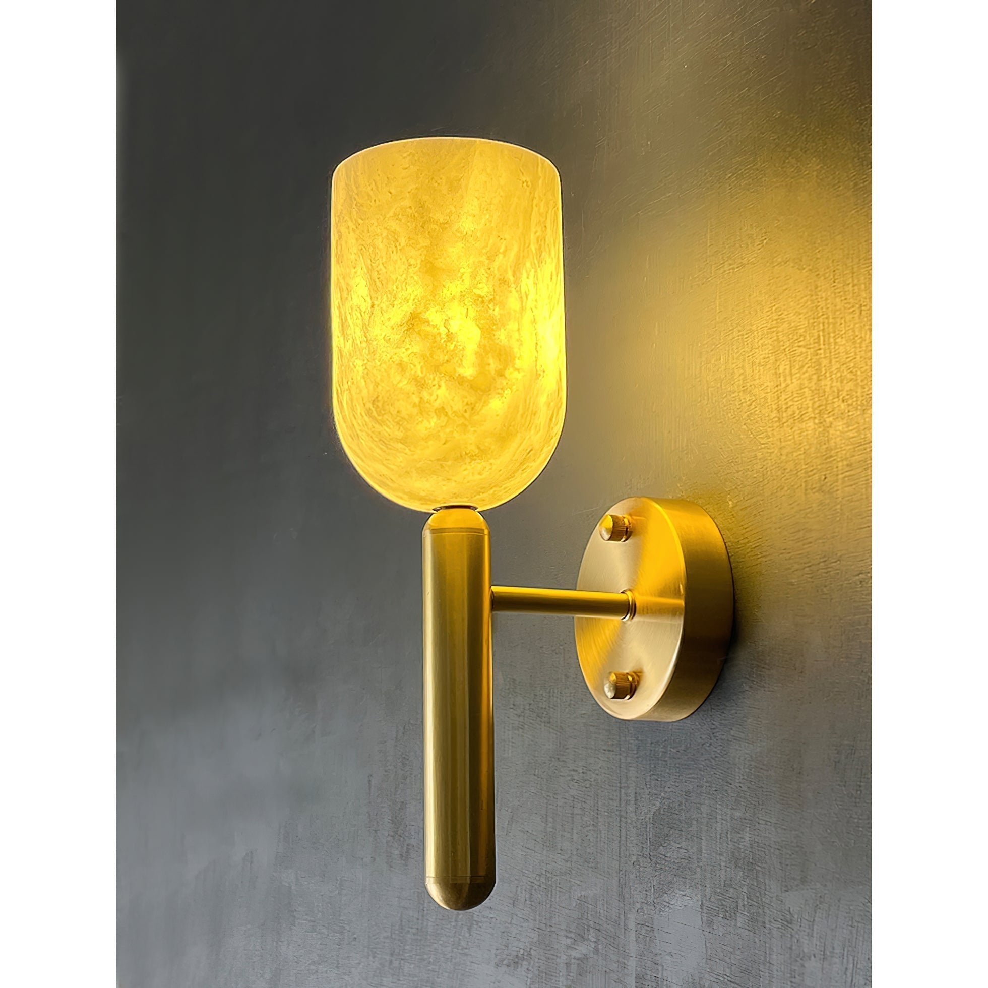 Lyphaia Modern Minimalist Brass Alabaster Wall Lamp - Lamp Copper