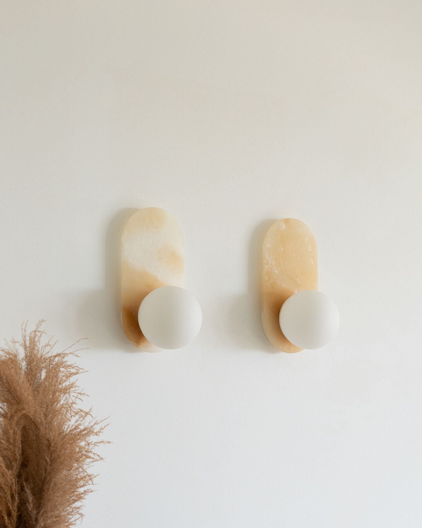 Utalira Modern Minimalist Arch Glass Onyx Wall Lamp - Lamp Copper