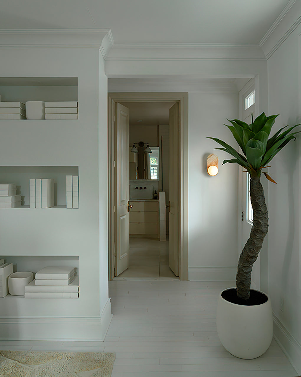 Utalira Modern Minimalist Arch Glass Onyx Wall Lamp - Lamp Copper