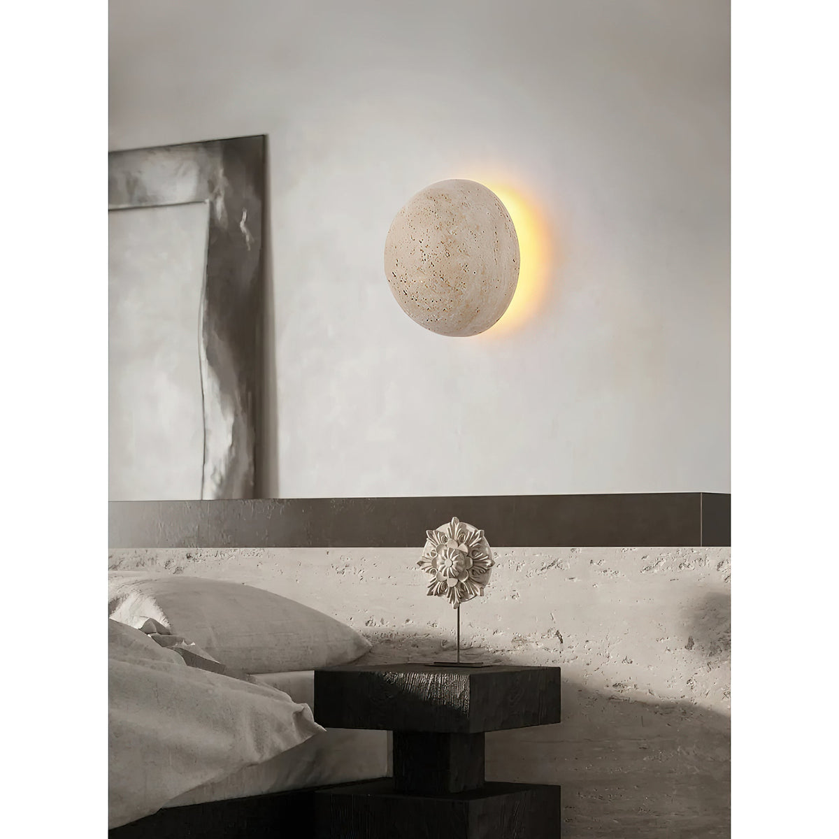 Cinorisra Modern Minimalist Stone Travertine Wall Lamp - Lamp Copper