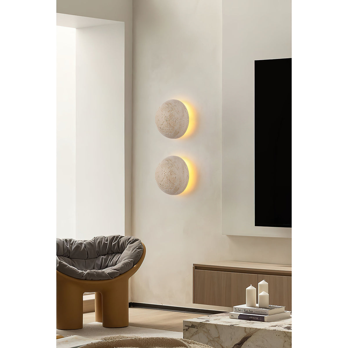 Cinorisra Modern Minimalist Stone Travertine Wall Lamp - Lamp Copper