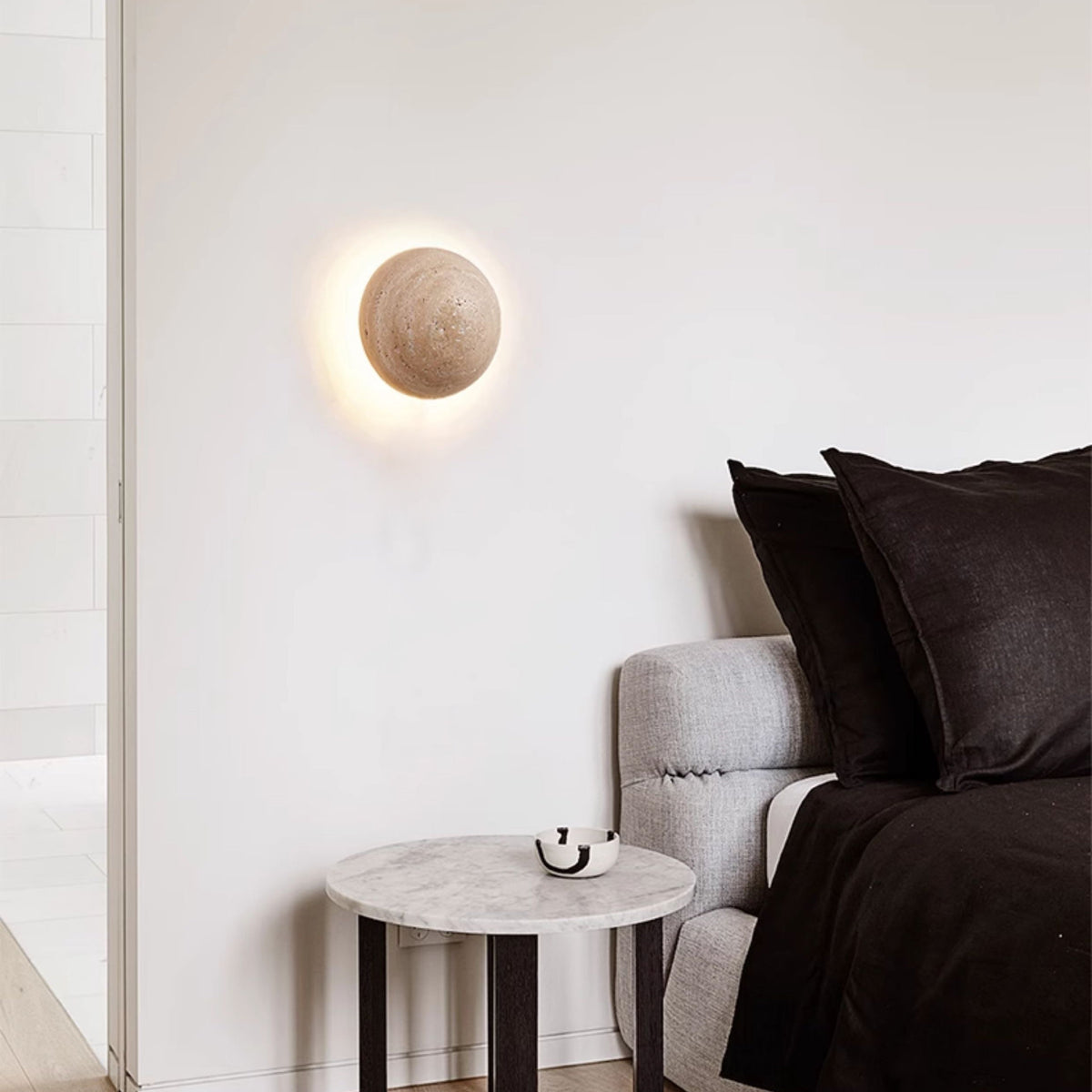 Cinorisra Modern Minimalist Stone Travertine Wall Lamp - Lamp Copper