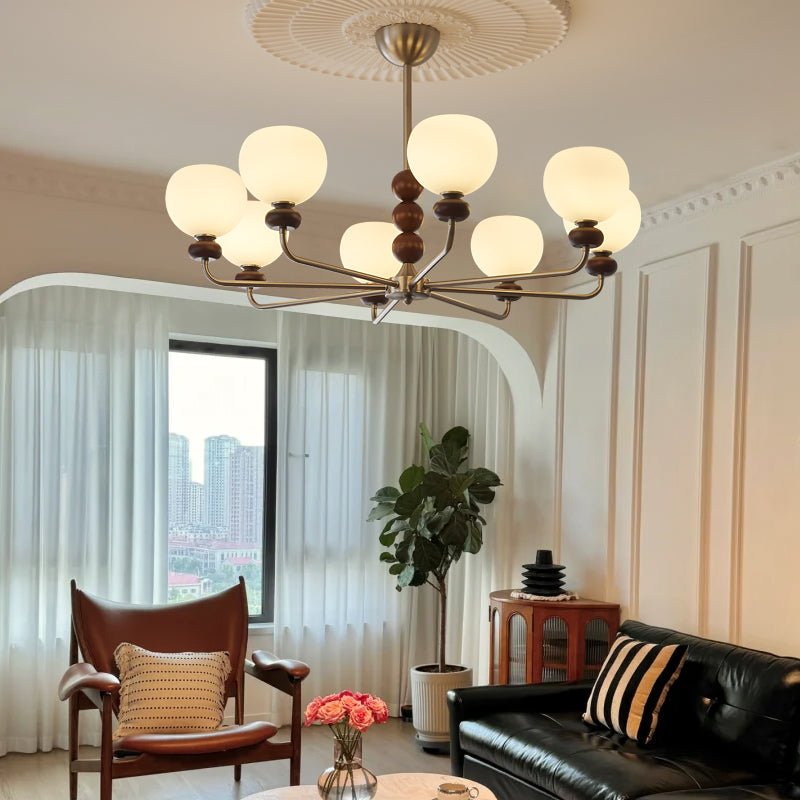 Orb Walnut Chandelier - Blowlighting