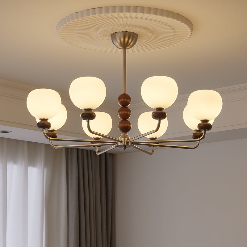 Orb Walnut Chandelier - Blowlighting