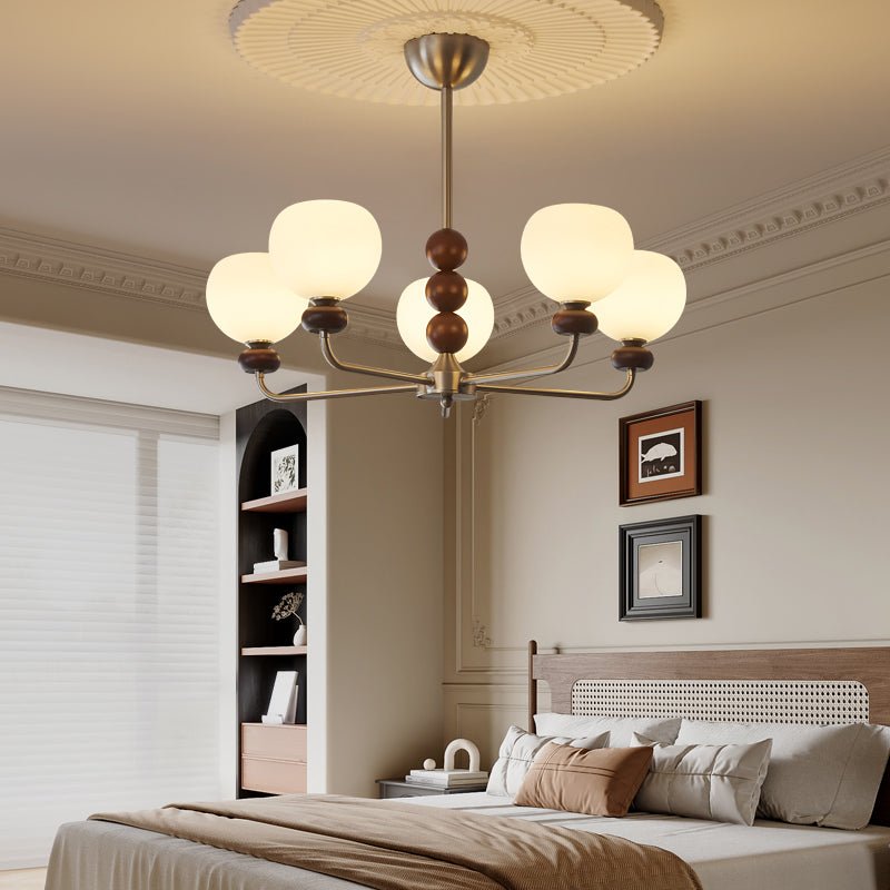 Orb Walnut Chandelier - Blowlighting