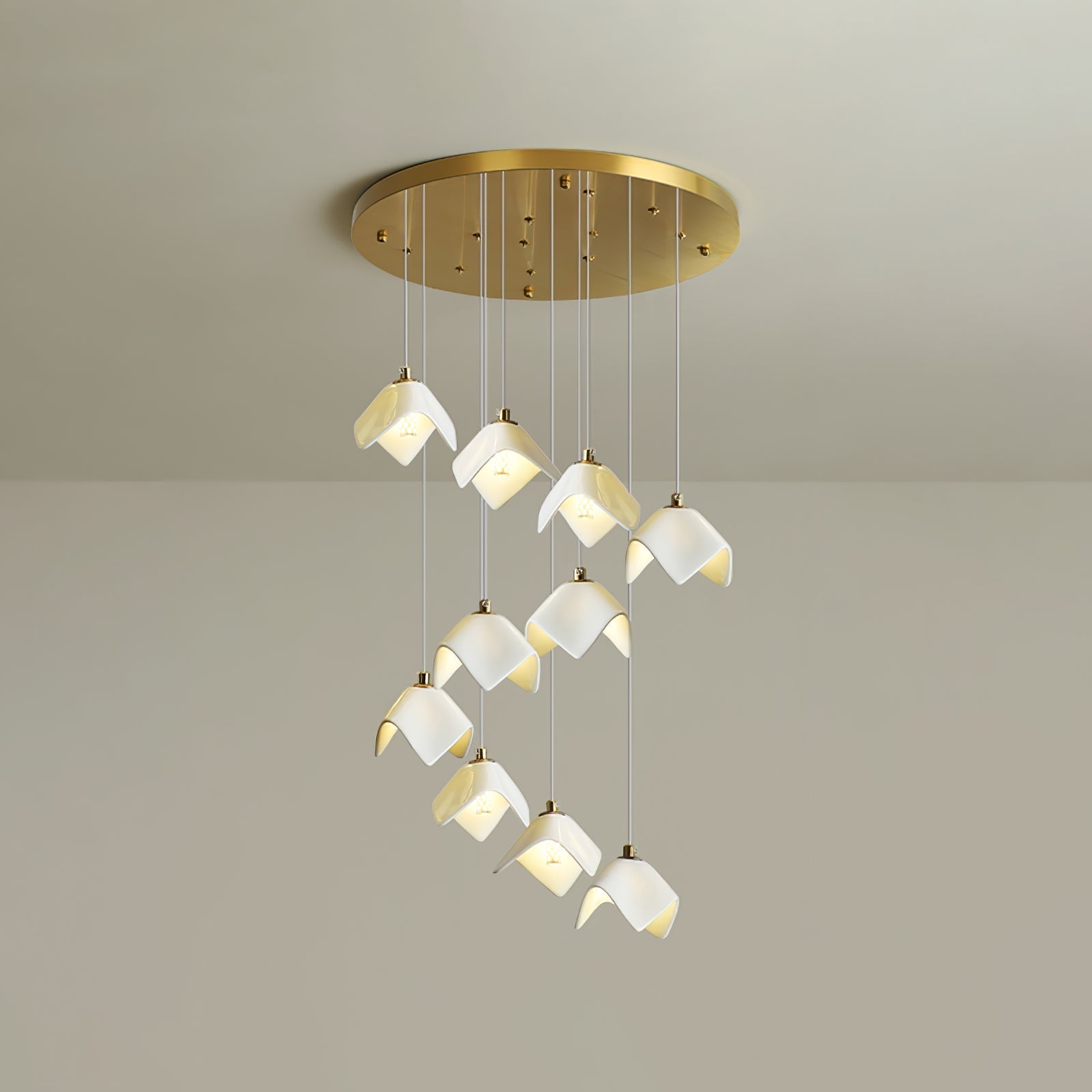 Cithayra Geometric Glass Brass Chandelier - Blowlighting