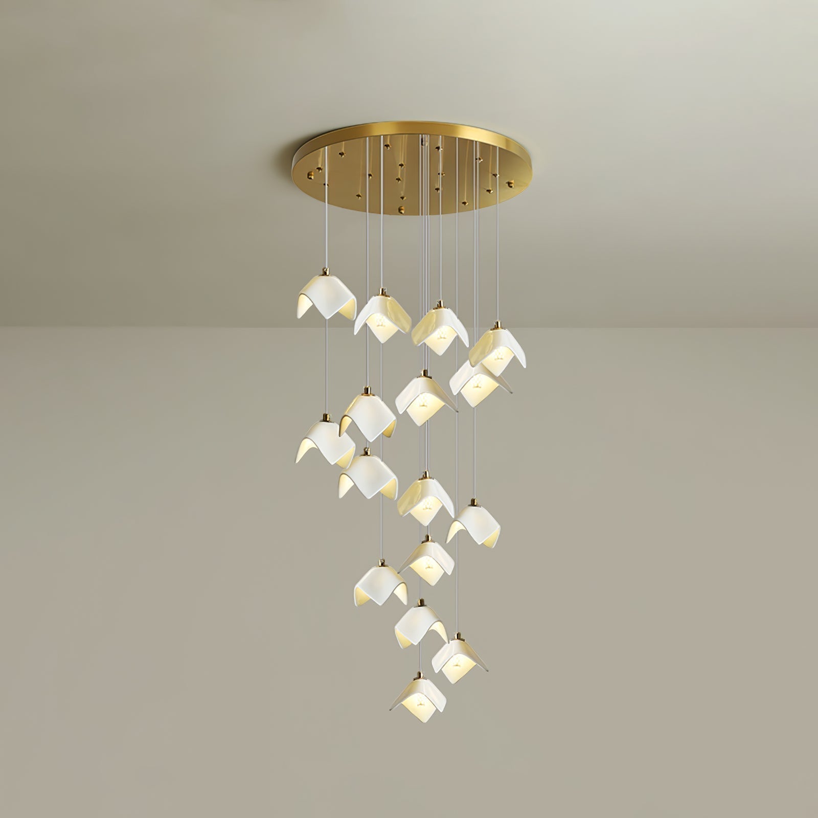 Cithayra Geometric Glass Brass Chandelier - Blowlighting