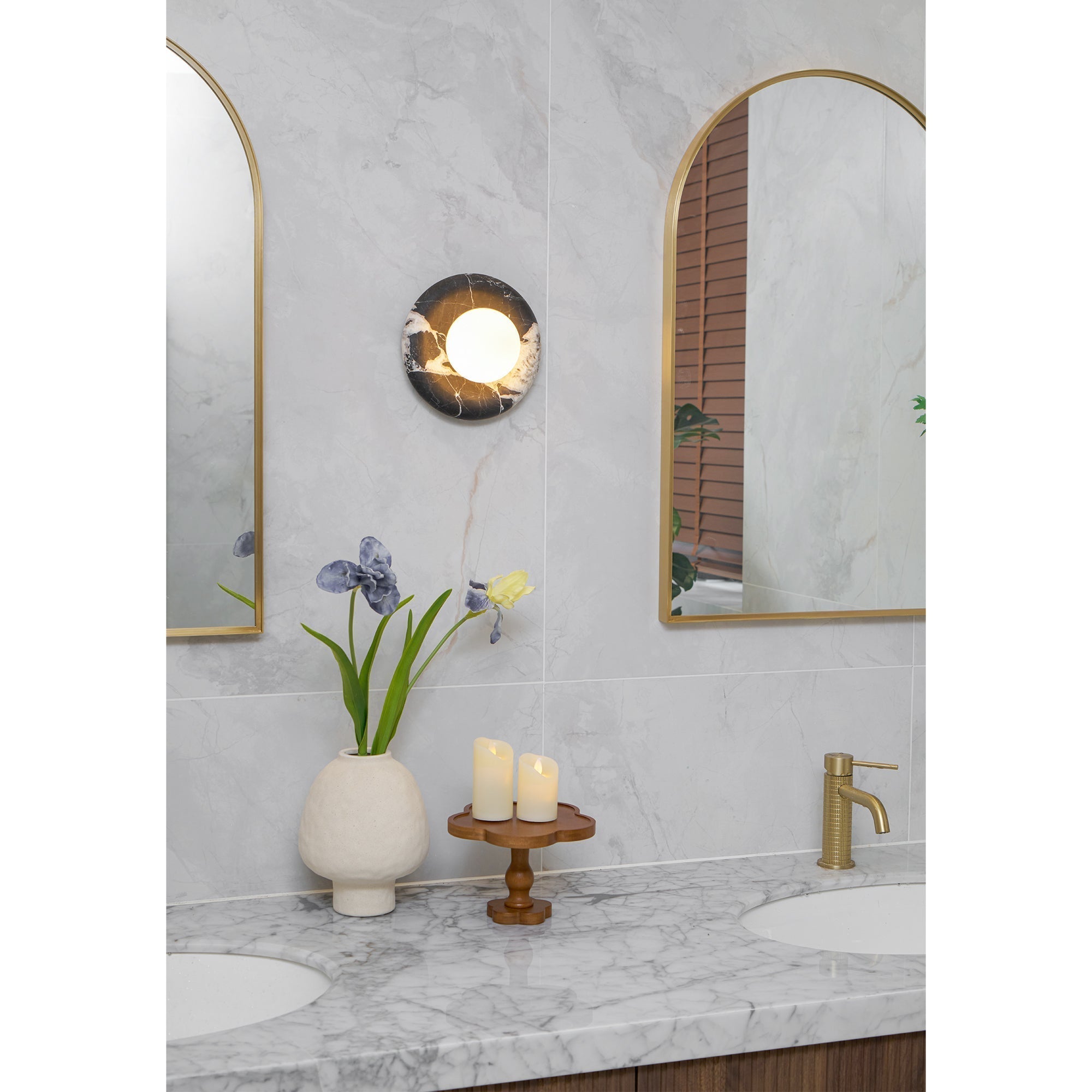 Uvinos Modern Minimalist Black Marble Sconce Wall Lamp - Lamp Copper