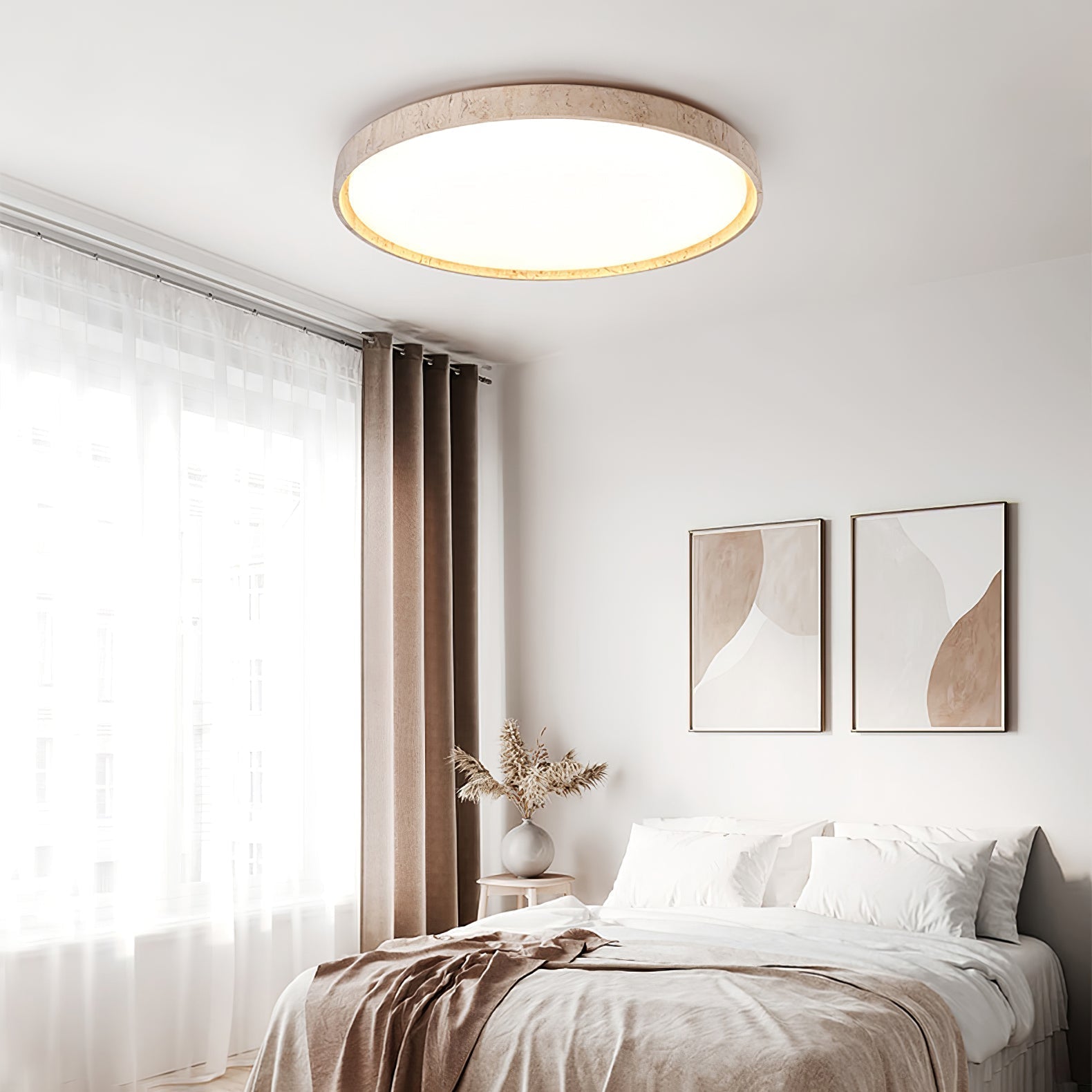 Kathy Travertine Round Ceiling Light - Neutralighting