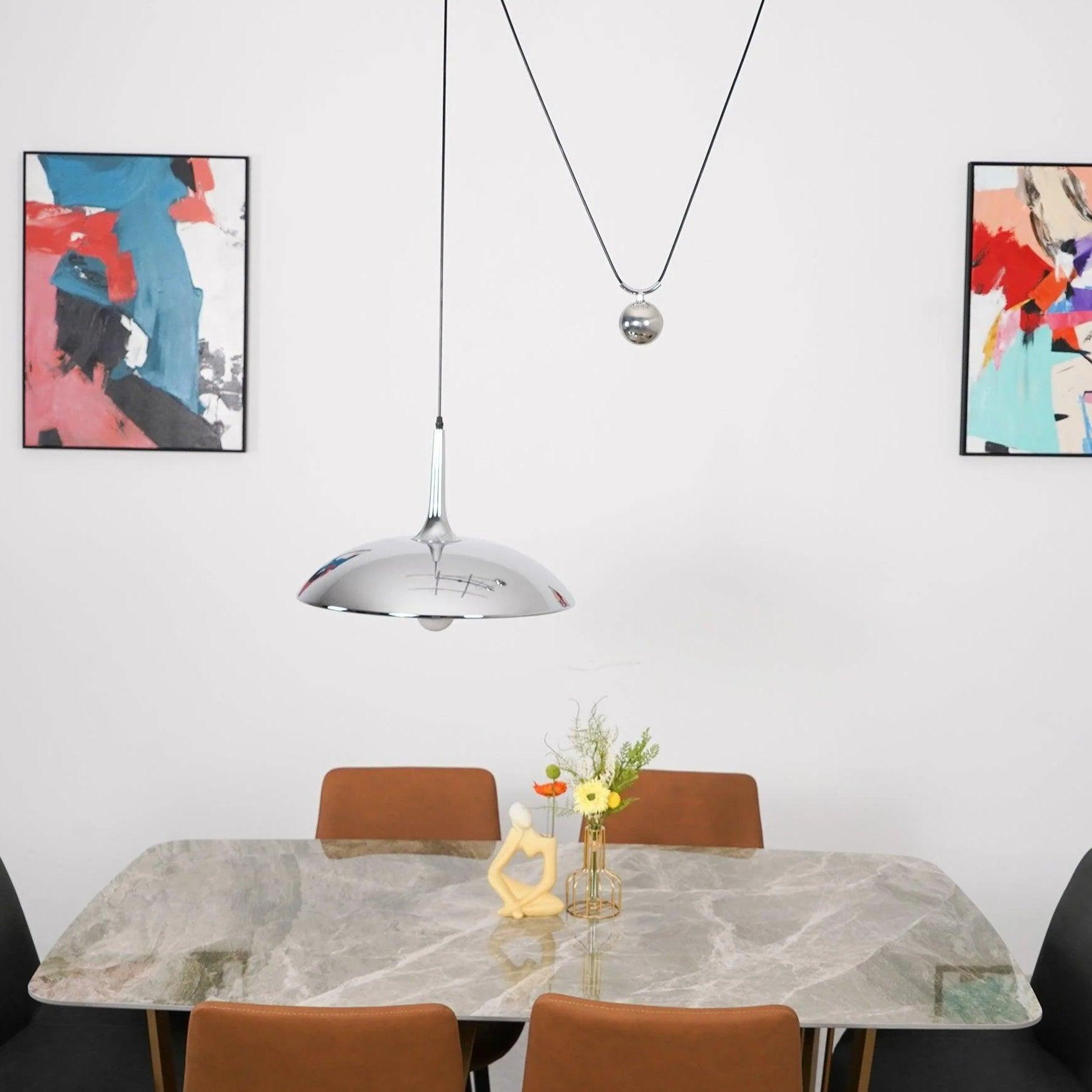 Pendant Lamp Adjustable Pulley Drop Chrome Finish Sleek Modern - Letslighting