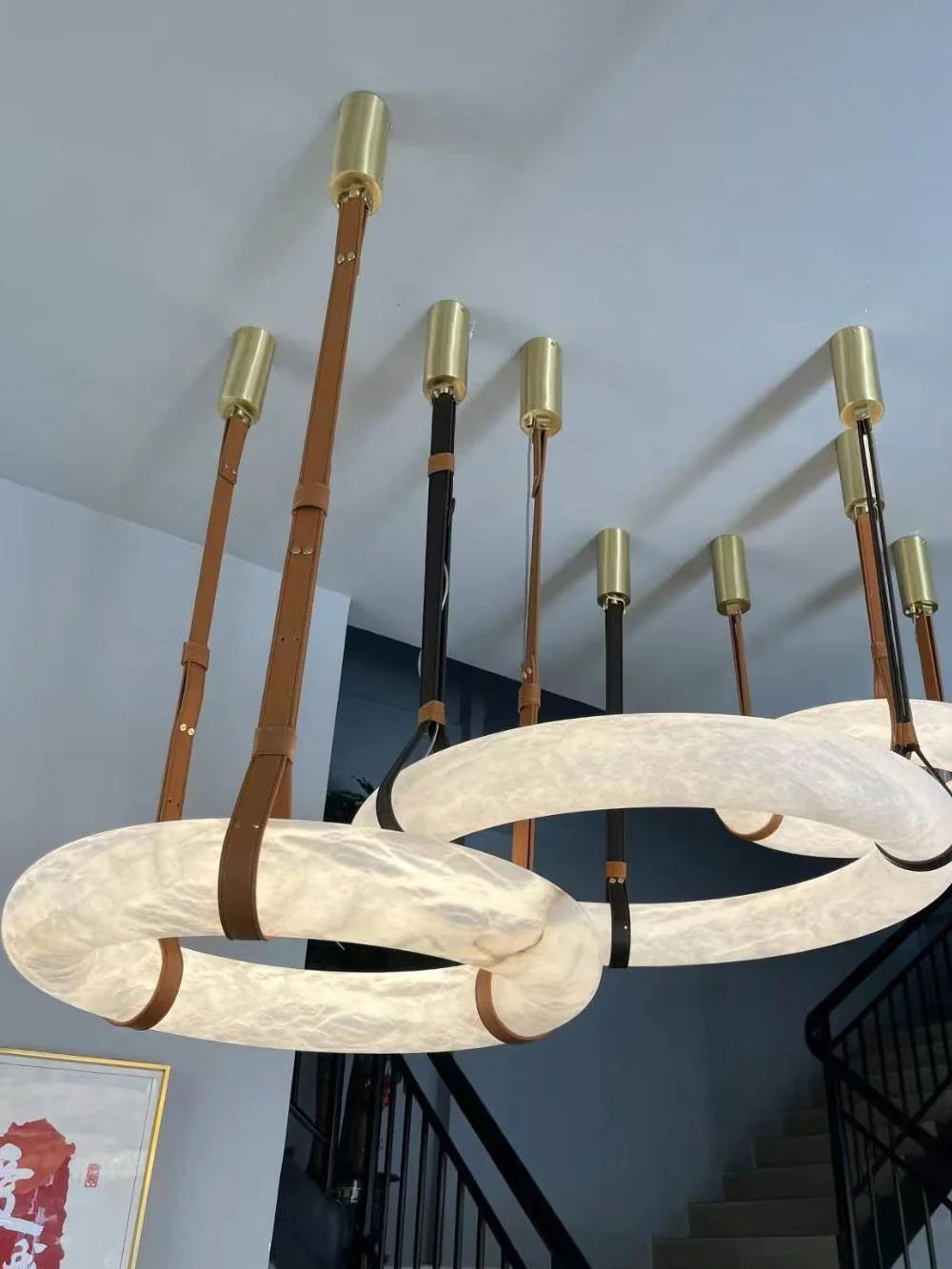 Culiris Modern Minimalist Brown Alabaster Chandelier - Lamp Copper