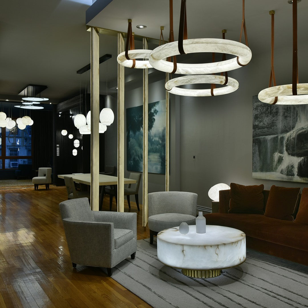 Culiris Modern Minimalist Brown Alabaster Chandelier - Lamp Copper