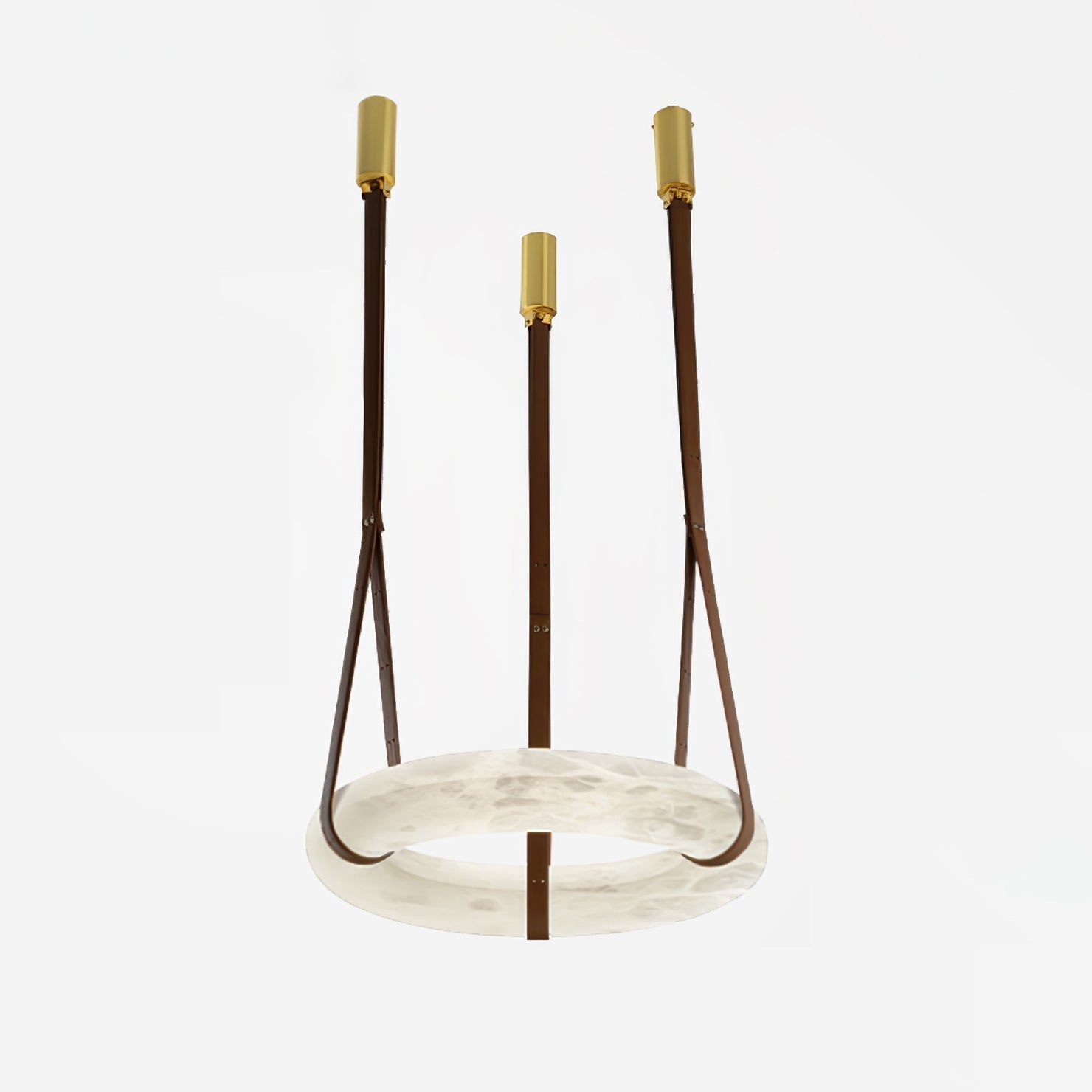 Étoile Pendant Light Chandelier Alabaster Ring Triple Leather - Letslighting