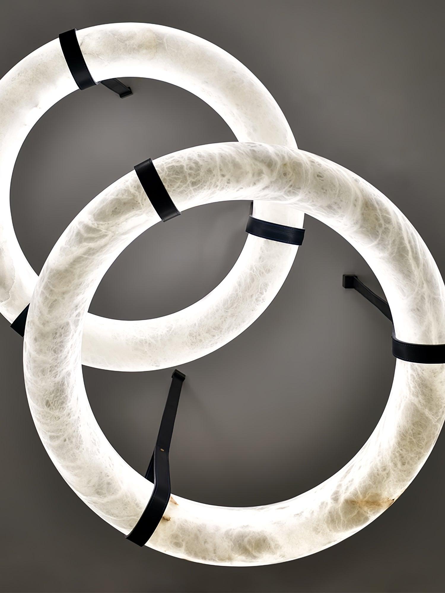 Étoile Pendant Light Alabaster Ring Leather Straps Scandinavian - Letslighting