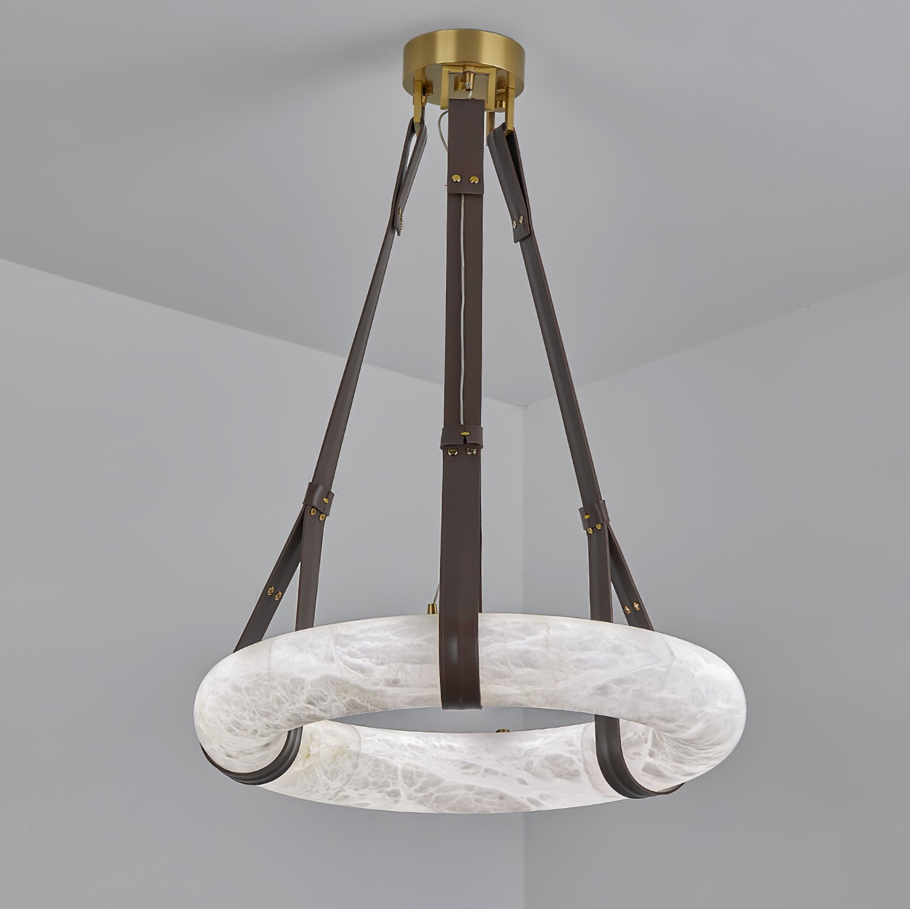 Mydorira Premium Elegance Brass Alabaster Chandelier - Lamp Copper
