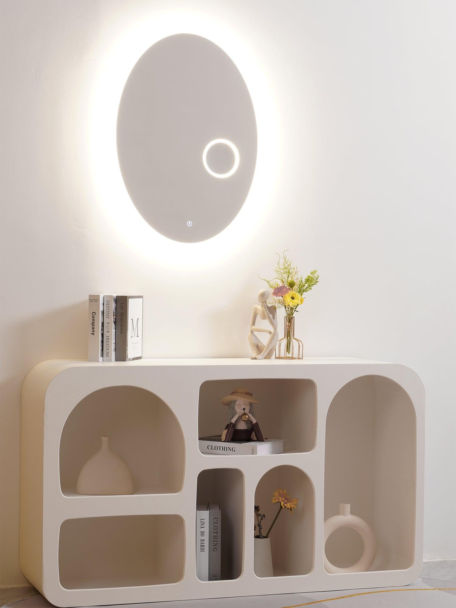 Ovariel Oval Mirror Metal Plastic Wall Light - Blowlighting