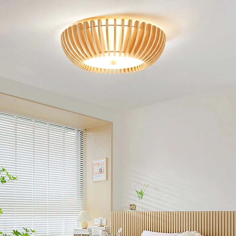Muto Moderni LED Plafoniere Rotonda Legno Aranci Soggiorno/Camera da Letto
