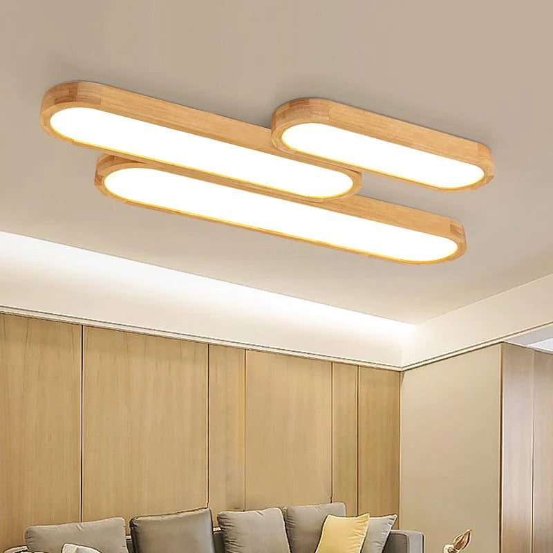Muto Nordico Minimalista LED Ovale Legno Acrilico Plafoniere Cucina