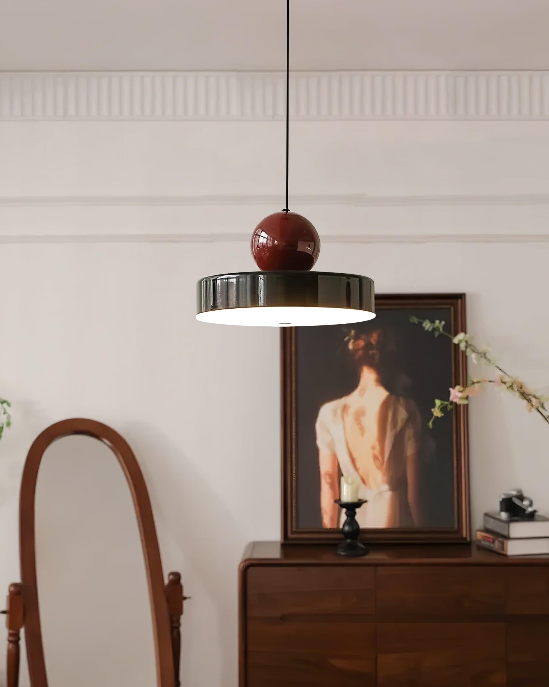 Pendant Lamp Metal Body Red Sphere Shade Modern Retro Accent - Letslighting