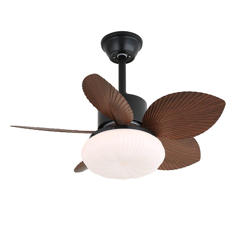 Ventilatore da soffitto con luce Liora in legno tropicale, vista dettagliata del motore