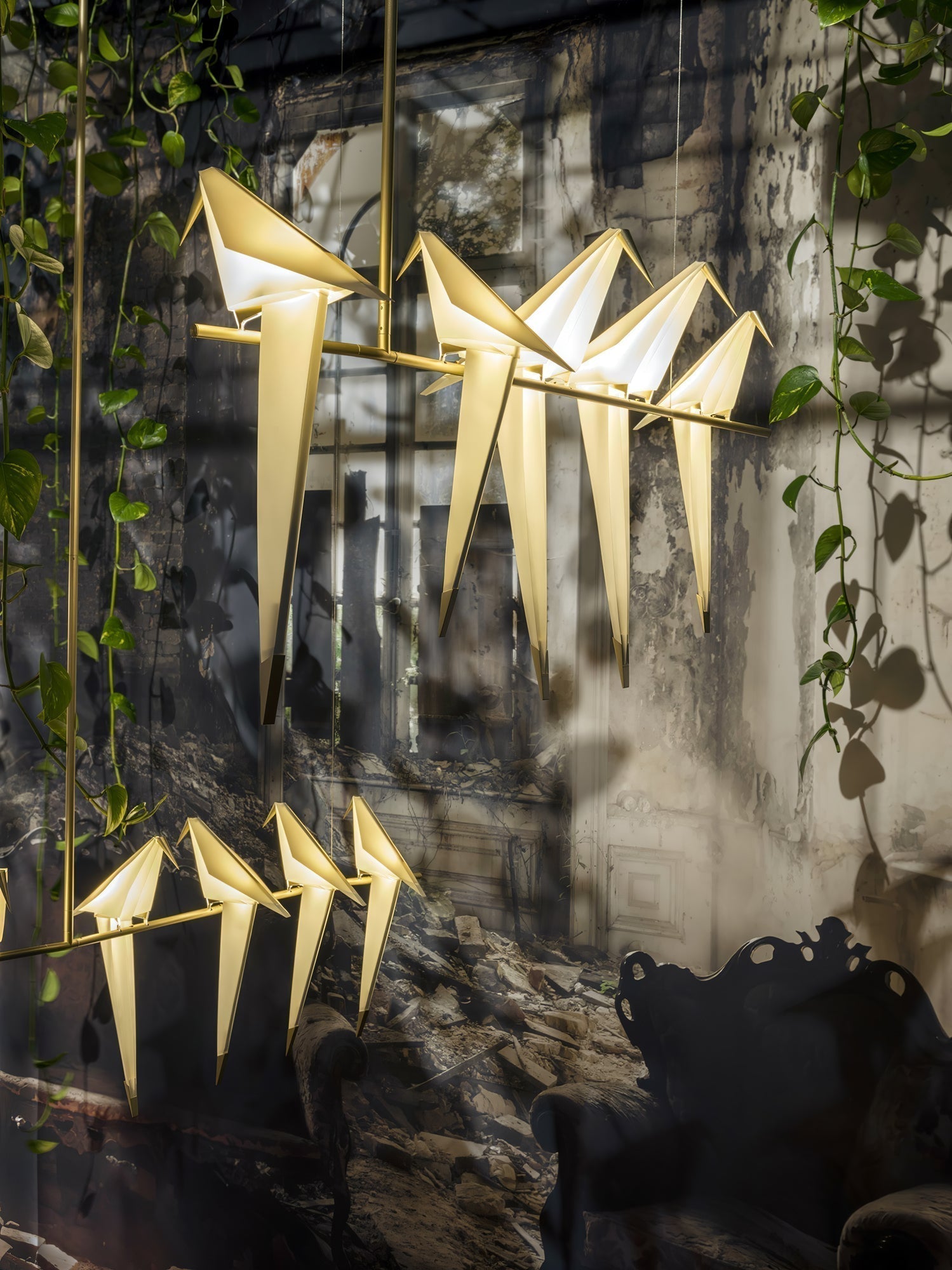 Paper Crane Bird LED Chandelier - Blowlighting