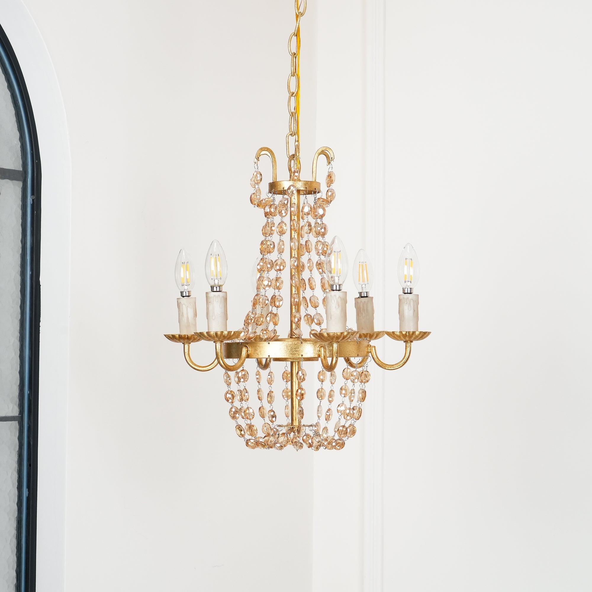 Oraeisra Vintage Flea Market Crystal Chandelier - Lamp Copper
