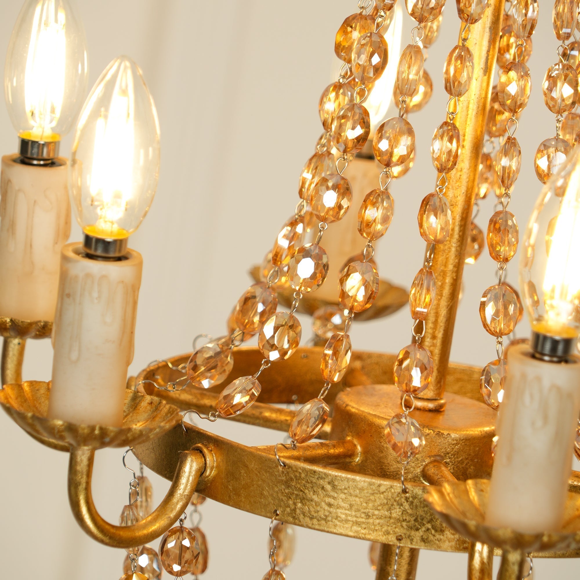 Oraeisra Vintage Flea Market Crystal Chandelier - Lamp Copper