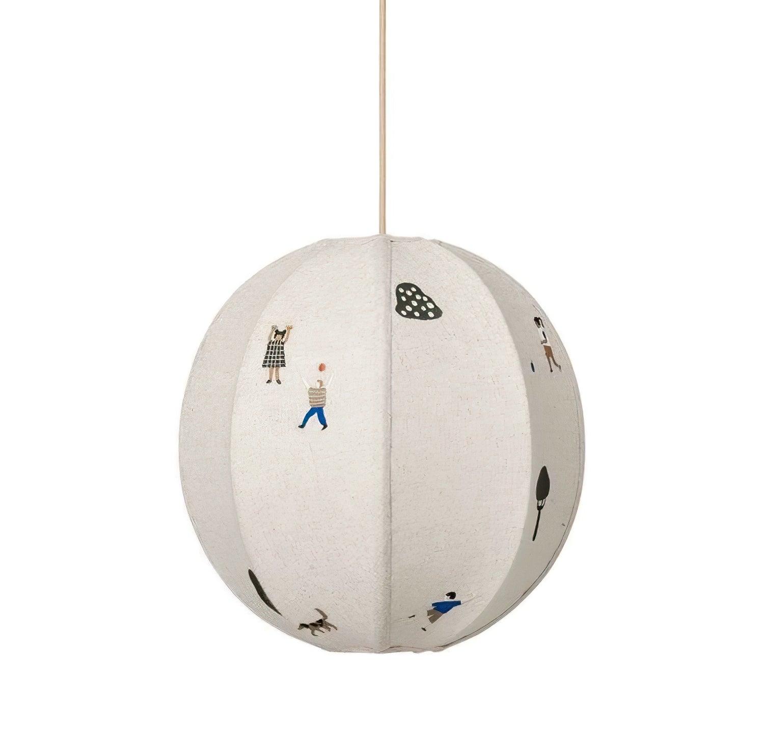 Ritta Lampada a Sospensione con Sfera di Carta e Disegno