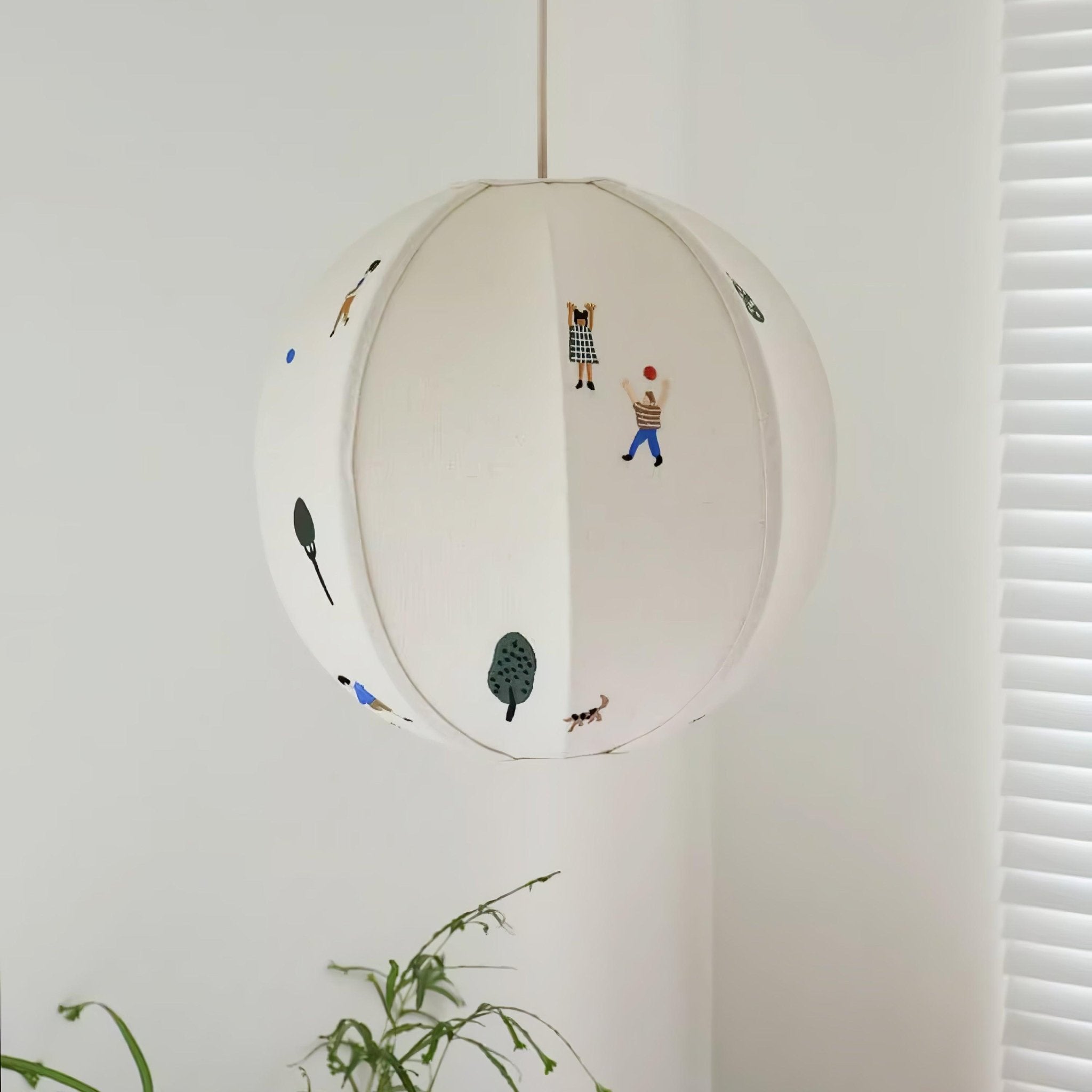 Ritta Lampada a Sospensione con Sfera di Carta e Disegno