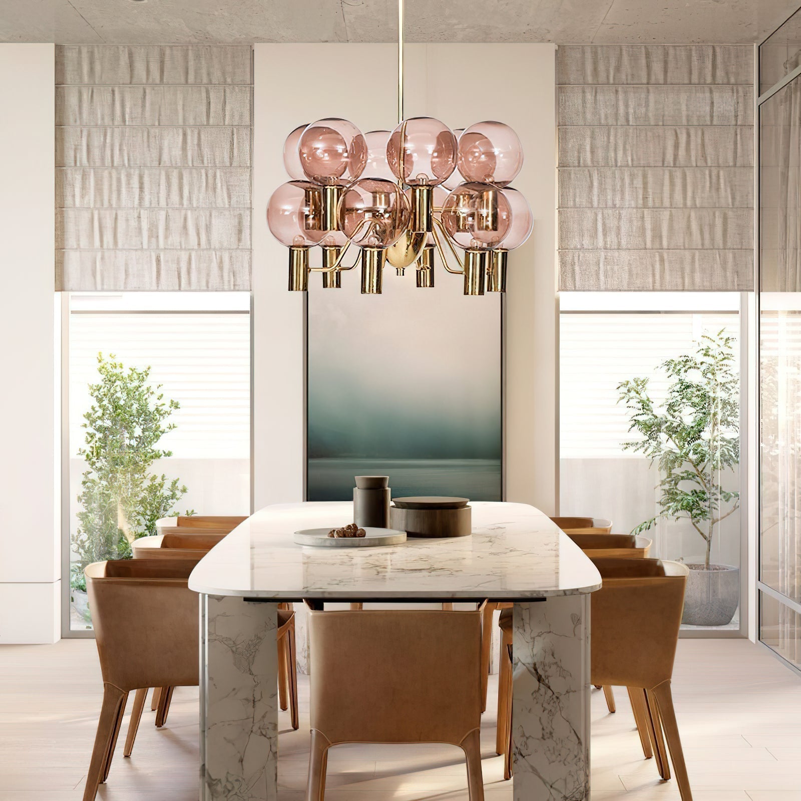 Evmarara Postmodern Luxury Metal Glass Chandelier - Lamp Copper