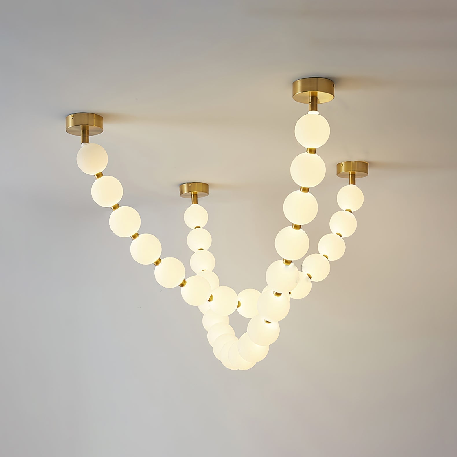 Pearl Glass Necklace Balls Chandelier - Blowlighting
