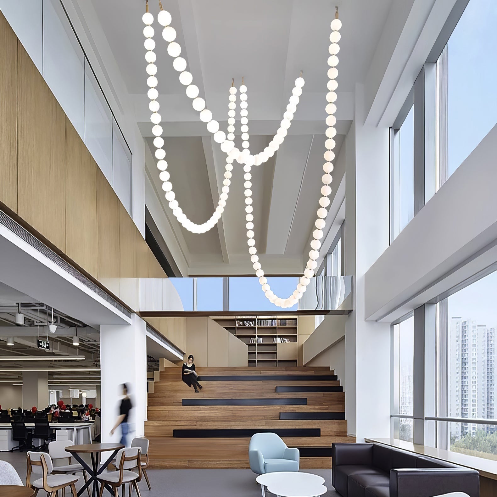 Pearl Glass Necklace Balls Chandelier - Blowlighting