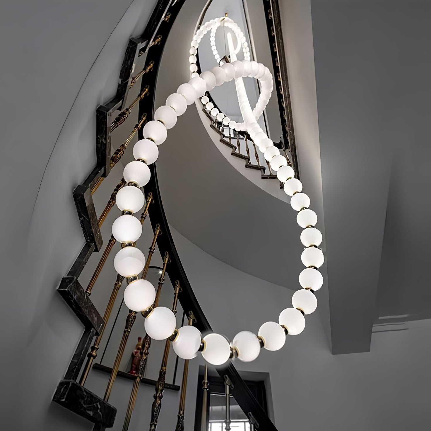Pearl Glass Necklace Balls Chandelier - Blowlighting