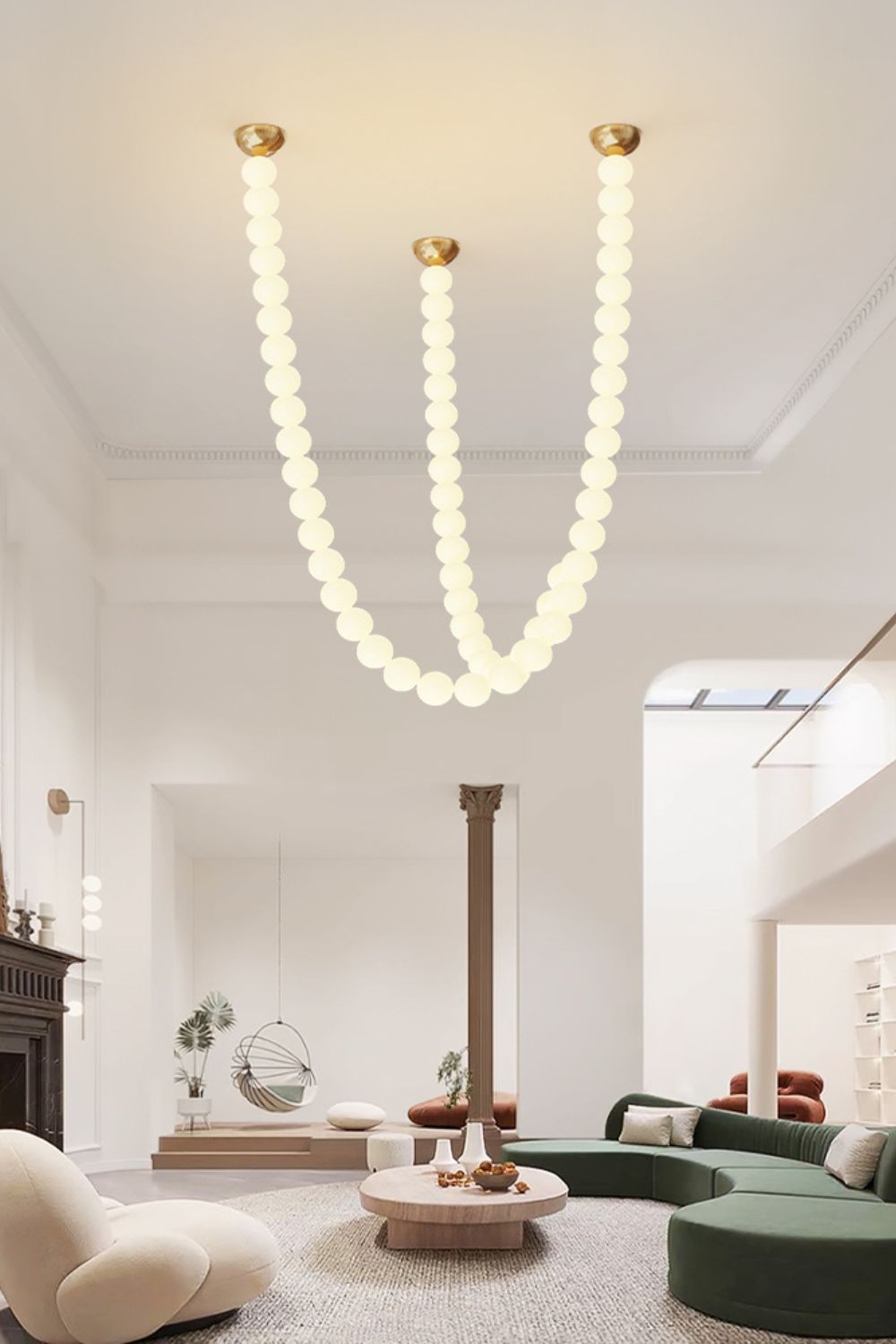 Pearl Glass Necklace Balls Chandelier - Blowlighting
