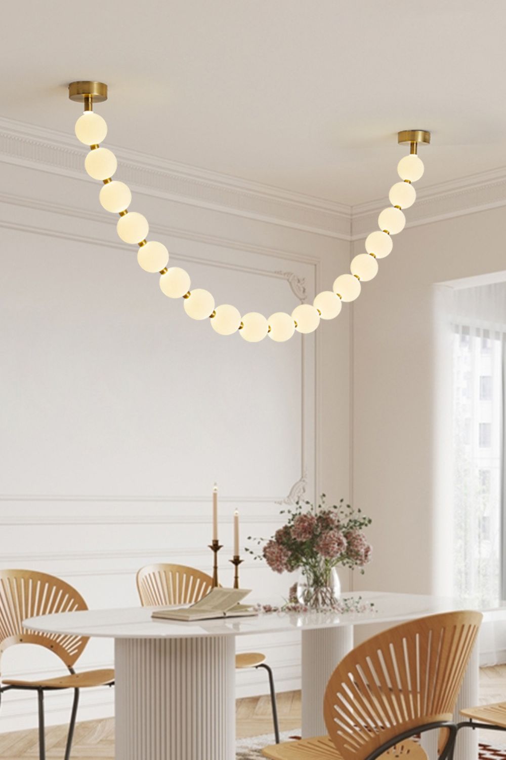 Pearl Glass Necklace Balls Chandelier - Blowlighting